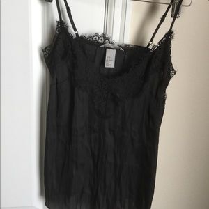 Black silk with lace cami tank